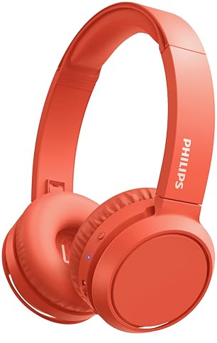 PHILIPS Audio TAH4205RD/00 On Ear Kopfhörer mit Bass Boost Taste (Bluetooth, 29 Stunden Wiedergabezeit, Schnellladefunktion, Geräuschisolierung, Zusammenklappbar), Rot