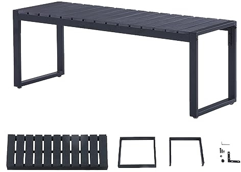 Mingone Gartenbank Wetterfest Sitzbank Parkbank Bank Holz Gartenmöbel für Balkon Terrasse Garten bis 200kg Belastbar (120cm-1)