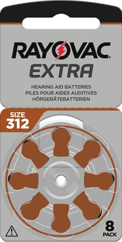 80 x RAYOVAC Extra Hörgerätebatterien Typ 312 - PR41 - Farbcode braun – 1,45 Volt - 80 Stück (10 x 8 Batterien)