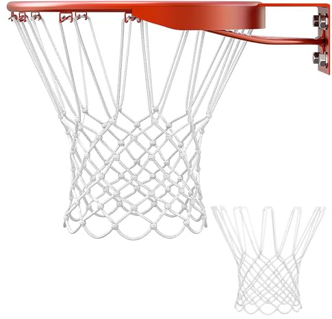2 Stück Basketball Netz Wetterfest,Dauerhaft und Alle Wetter Ballnetz,Standard Größe Nylon Basketballkorb Netze, für Standard Größe BasketballKorb,Netz für Basketballkorb Outdoor,Weiß