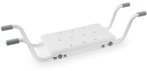 NEWFUN Badewannensitz, Wannensitz, Ausziehbare 72-82CM Badewannenbretter Tragfähigkeit 150 kg Wannensitz, Aluminium, Rutschfester Duschsitz, für Badewannen Geeignet, Weiß