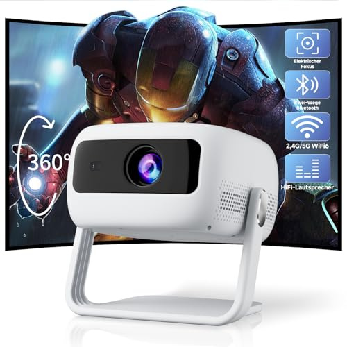 【360° Drehbarem】 VISULAPEX S3Lite 15000LM Projektor Beamer Keystone Elektrisch 1080P Unterstützt Bidirektionalen Bluetooth, 50% Zoom, Ideal für Heimkino Beamer Kompatibel mit Handy PC