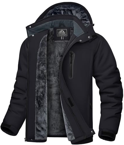 Cavva Herren Skijacke Gefüttert Winterjacke Wasserdicht Snowboardjacke | Dicker Fleecefutter, wind- und wasserdicht, verstellbare Kapuze und Ärmelbündchen sowie mehrere praktische Taschen
