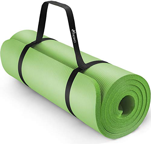TRESKO® Yogamatte Rutschfest & Gepolstert mit Tragegurt 185x60 & 190x100 cm | Gymnastikmatte Phthalatfreie | Hautfreundliche Pilatesmatte 0,8-1,5cm hoch | Dicke Fitnessmatte Gym Yoga Matte Indoor/Outdoor