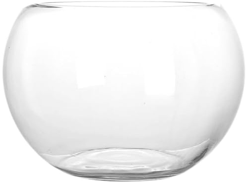 Glasvase Kugel: Glas Fischschale Klare Runde Fischschale Aus Glas - Runde Glasschale Für Wohnzimmer Fische Mikrolandschaft Blumenanbau