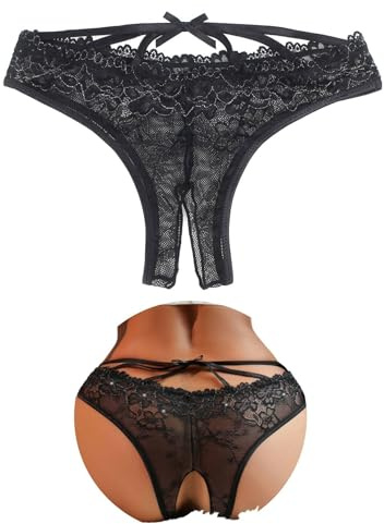 comeondear Sexy String Ouvert für Frau Erotische Höschen Spitze Unterwäsche | mit Offenem Schritt, Große Größen, Cut-Out Design am Rücken, Niedrige Taille, Brazilian Slip Damen, Panty mit Loch, für Paare