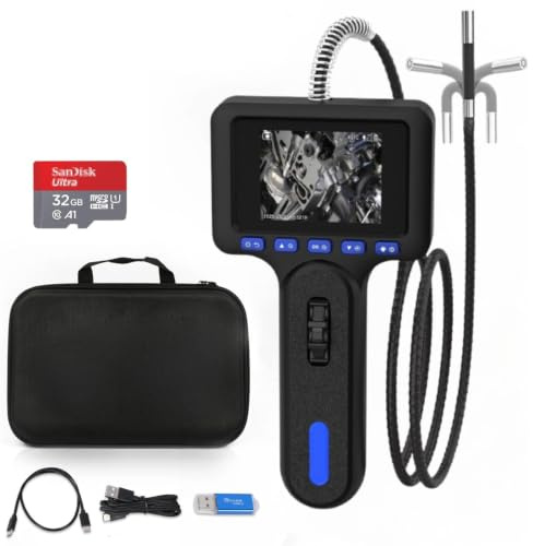 Endoskopkamera mit Licht und 4 Zoll HD-Bildschirm, Endoskopkamera mit 32GB SD Karte, 4 Fuß Inspektionskamera für Automobil-, HVAC- und Mechanikbereich.