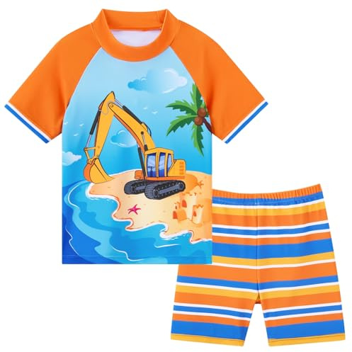 WAWSAM Jungen Badeanzug Set Kinder Bademode UV-Schutz | Jungen 2-Teilig Rashguard Shirt und Badehose Schnelltrocknend