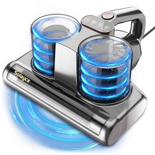 Solayce Milbensauger für Matratzen mit UV-Licht, Doppelbecher-milbensauger 16KPA Milben Staubsauger Mit 60°Heißluft, LED-Anzeige, Ultraschall,Entfernt 99,9% der Bakterien (BV200-L)