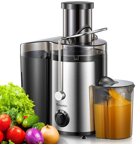 Entsafter Gemüse und Obst, Zentrifugaler 72 MM Einfüllöffnung, 800 W stabile Leistung, Schnelles Entsaften Zentrifugaler Leicht zu Reinigen mit Bürste BPA-frei (Black, 800W)