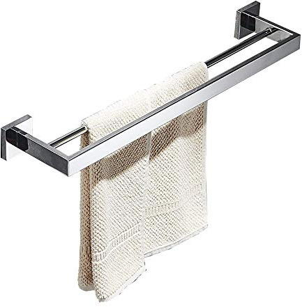 Handtuchstange Doppelt, 60 cm Badezimmer Handtuchhalter aus Edelstahl, Chrom