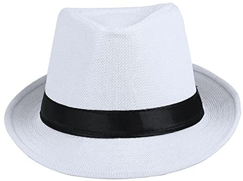 KYEYGWO Fedora-Hut Mode Filz Gangster Hüte für Mann und Frau, Trilby Snap breiter Krempe Vintage Style Dress Hut, 59-61cm