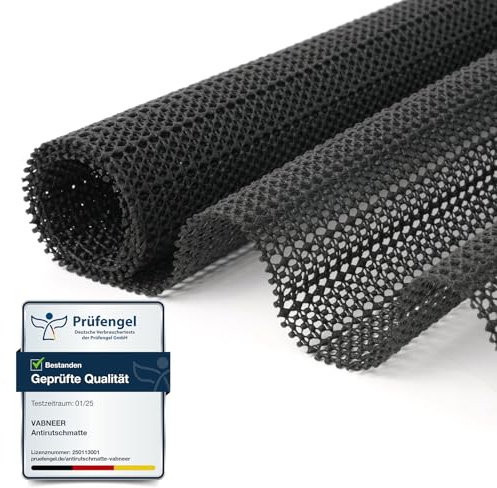 VABNEER Antirutschmatte, 40x60cm PVC Antirutschunterlage Mehrzweck, Teppichstopper für Schubladen Auto Kofferraum Küche Wohnmobil Regal Palette (Schwarz)