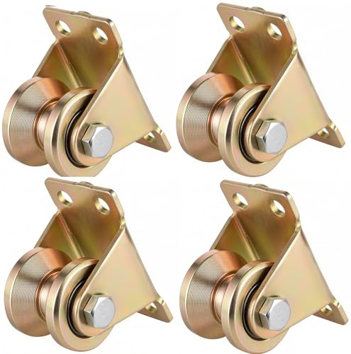 4 Stück Umlenkrolle Stahlseil, Umlenkrollen für Seile V-Nut Seilrollen, Umlenkrollen für Seile 6mm Schwerlastrollen, Seilrolle mit 2 Kugellager für Wäscheleine Drahtseile Rolltore Flaschenzugsystem