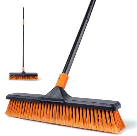 CLEANHOME Straßenbesen,Besen mit Stiel Draußen,Metallstange ist bis zu 168 Zentimeter lang,PP-Borsten Robust und Solide-Kehren&Bürsten 2 in 1,Kann große Flächen von Laub befreien und Böden schrubben
