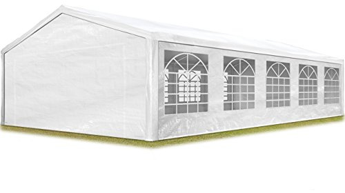 Partyzelt Pavillon 5x10 m in weiß PE Plane 350 N Wasserdicht UV Schutz Festzelt Gartenzelt