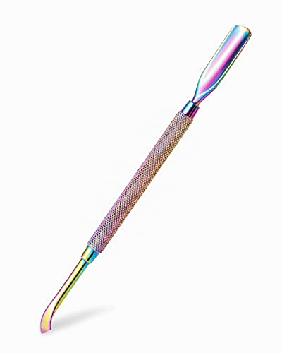 FVION Nagelhautschieber Profi, Edelstahl Nagelschieber, Metallspatel, Cuticle Pusher für Maniküre, Nagelreiniger und Nagelhautentferner, nagelhautmesser (Gebogene Ende)