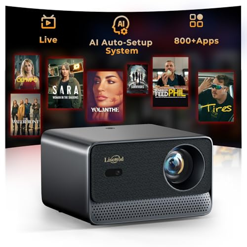 Mini-Beamer-4K kompatibel mit Netflix & Dolby Audio, 1080P, Autofokus | WiFi 6 & BT 5.4, 4k Beamer mit Offizielle Apps, Mini Outdoor Projektor für Filmabend, Gaming