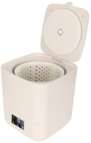 Tragbare Mini-Waschmaschine, 7L Große Kapazität Vollautomatisch Mit Wäscheschleuder, LCD-Touchscreen für Kleine Unterwäsche (Beige)