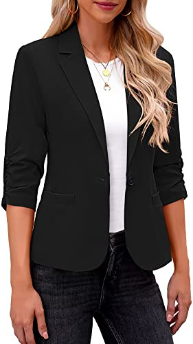 Roskiky Blazer Damen Elegant Damen Jacke Dressy 3/4 Ärmel Blazer Business Casual Outfits Für Die Arbeit
