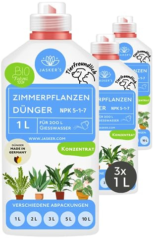 Bio Zimmerpflanzen Dünger flüssig 3 L - 100% Tierfreundlich & Bio Pflanzendünger Zimmerpflanzen - Blumendünger für frischgrüne Blätter & blühende Pflanzen - Flüssigdünger Zimmerpflanzen