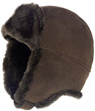 Harrys-Collection Unisex Pilotmütze Lammfell Fliegermütze, schwarz, L | feinstes Merino Lammfell, weiches Veloursleder, praktischer Klettverschluss, Ohrenklappen zum Klappen, idealer Kälteschutz