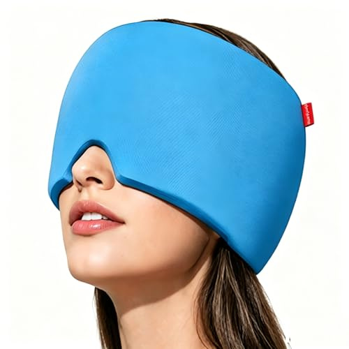 Comfytemp Migräne Maske Langanhaltende Gel Kühlmaske 360°Umhüllung Kalt | Augenmaske Schlafmaske KühlKompresse für Kopfschmerzen Trockene Augen Fieber Erkältung Kühlmütze Kühlhaube Geschenke Frauen