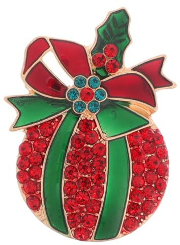 TENDYCOCO Weihnachtsbrosche Damen Diamant Apfel Anstecker Pin Emaille FüR Kleidung Taschen HüTe Schals Festliche Dekoration 3.2 X 4.3 Cm