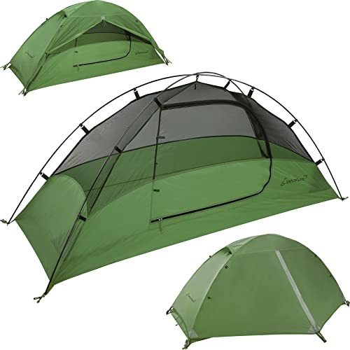 Clostnature Camping Zelt 1 Person - Wasserdichtes 1 Mann Zelt, Leicht mit Kleinem Packmaß, Winddicht, 3-4 Jahreszeiten 1 Personen Bikepacking Zelt, Geeignet für Trekking, Outdoor, Wandern, Kuppelzelt