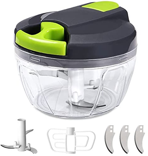 SOMLAW Zwiebelschneider Manuell, 520ml Zwiebel Zerkleinere mit 6 Klingen und 1 Mixer, Zwiebelhacker Gemüseschneider, Multizerkleinerer Manuell, Vegetable Onion Chopper Multischneider Knoblauchhacker
