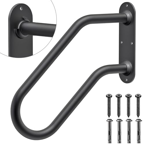 Insaga Handlauf Edelstahl, Treppenhandlauf Schwarz Treppengeländer für Außenbereich 1-3 Stufen Wandhandlauf 3.3cm Rund Haltegriff für ältere Menschen/Kinder/Behinderte, Garten/Veranda Eingang, 45cm