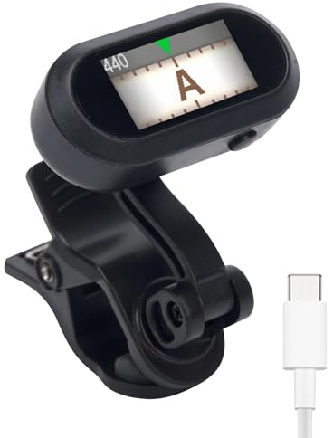 Sondery Clip On Stimmgerät TFT Bildschirm für Gitarre Ukulele Violine Bass | Chromatisch 410-460Hz Kalibrierung, Gut lesbar bei starkem Licht, Wiederaufladbar für alle Instrumente