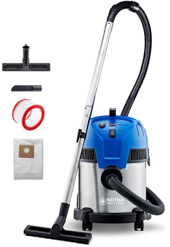 Nilfisk Multi II 22L INOX Nass Trockensauger - Staubsauger für Werkstatt, Haus, Garten und Auto (1200 W)