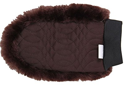 Merauno® Lammwolle Putzhandschuh, aus Qualitäts Merino Lammwolle. Farbe:Braun