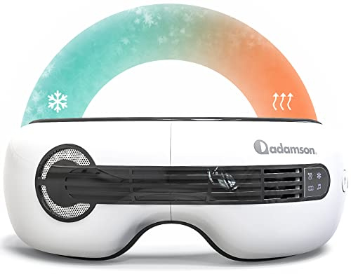 A80 Augen Massagegerät mit 4 Modi, Bluetooth Musik gegen Migräne | Wärme- und Kühlfunktion mit Shiatsu Akupressur sowie verstellbarem Riemen, Weiß