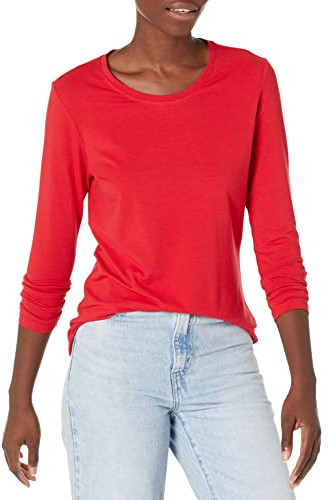 Amazon Essentials Damen Regular-Fit Langarm-T-Shirt Rundhalsausschnitt (In Übergröße Erhältlich)