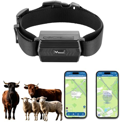 TKMARS 4G GPS mit Halsband, geeignet für Hunde/Schaf GPS-Tracker wasserdicht IP66 Wiedergabe historischer Pfad Echtzeit APP ohne ABO Großtiere Finder