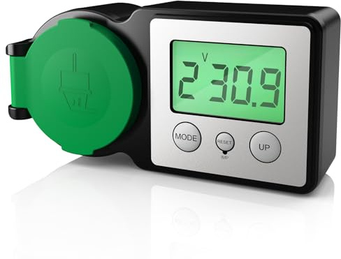 Stromzähler für Steckdose Energiekostenmessgerät für Balkonkraftwerk | Stromzähler Steckdose Einspeisezähler Outdoor IP44 Stromkostenmessgerät 5 Modi Einspeisemessgerät mit Hintergrundbeleuchtung