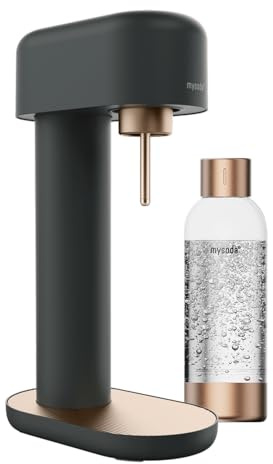 Mysoda: Stilvoller Ruby 2 Wassersprudler aus robustem Aluminium (ohne CO2-Zylinder) mit hochwertiger 1-Liter-Wasserflasche in Premiumdesign - Schwarz-Kupfer