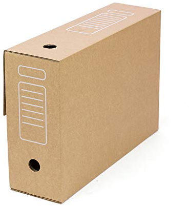 10er-Pack Automatisch Aufrichtbare Archivboxen A4 – 3 mm Wellkarton, Selbstschließend Ohne Klebeband, 100 % Recycelbar, Abmessungen: 36 x 10,3 x 27,1 cm, Farbe: braun
