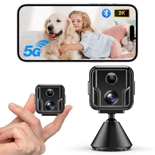 MILFECH 5G WiFi Mini Kamera,2K Überwachungskamera Innen,Kamera Überwachung Innen,WLAN Kamera mit Bewegungsmelder/Nachtsicht/ZweiWegeGespräch/Lange Batterielaufzeit/Cloud-Speicherplatz für Home Office