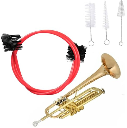 Trompete Reinigung Pflege Kit,4pcs Trompete Mundstück Bürste,Reinigungsbürsten für Blechblasinstrumente,Ventil Pinsel Flexible Bürste,Mundstückbürste Ventilbürste Musikinstrument Pflege Bürsten