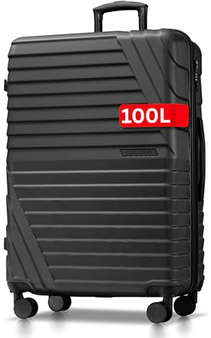 Hartschalenkoffer XL Groß - 100L Volumen erweiterbar auf 117L - 158cm Gurtmaß - 8 Rollen 360° drehbar - Leichter Koffer mit TSA Schloss & Teleskopgestänge - Reisekoffer mit Rollen (anthrazit, XL)