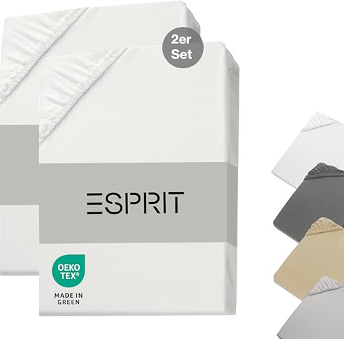 Esprit Spannbettlaken 90x200cm 2er Pack Frottee bis Bettlaken 120x200cm Baumwolle weiß - Spannbetttücher 100x200cm für Kinder & Boxspringbett in Hotelqualität bis 30 cm hohe Matratzen - ÖkoTex