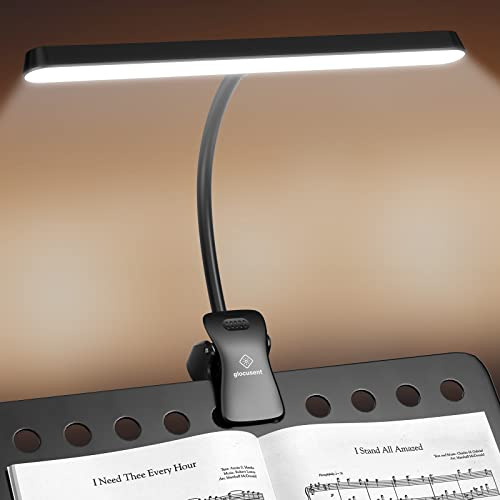 Glocusent 57 LED Superhell Notenpultleuchte, Augenpflege Anklemm-Klavierlampe, 3 Farben & 5 Helligkeiten, USB-C ladbar, lange Lebensdauer bis zu 140 Stunden, perfekt für Klavier, Noten
