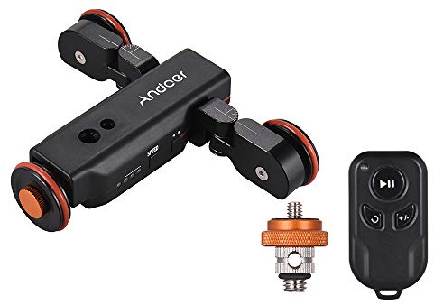 Andoer Kamerawagen L4 PRO Video Kamera Slider Dolly Automatische mit Drahtlose Fernbedienung,1800mAh Akku 3 Geschwindigkeit einstellbar Mini Slider Skater für Canon Nikon DSLR-Kamera iOS Android