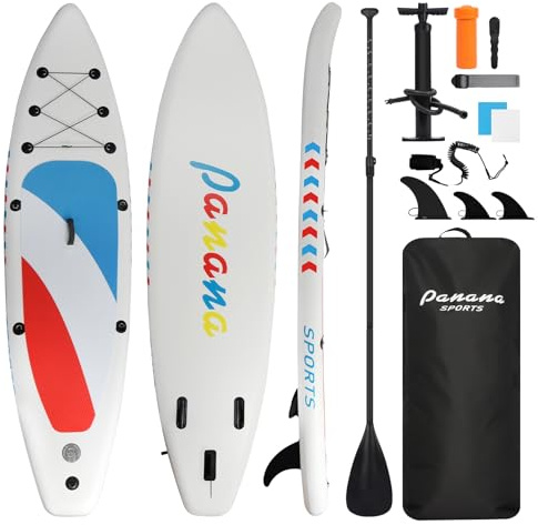 Panana Premium SUP Board Set Aufblasbar, 325cm Stand Up Paddling Board mit Komplettem Zubehör, Verstellbares Paddel, Pumpe, Rucksack, Paddleboard für Anfänger Fortgeschrittene Erwachsene, 200kg