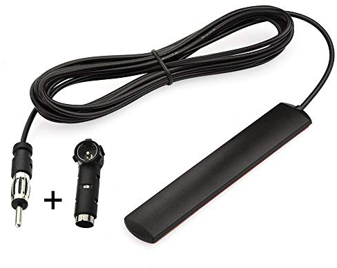 Eightwood Autoradio Antenne FM Car Radio Antenne Radio Patch Windschutzscheiben Paste Antenne FM 3m Kabel + DIN Buchse 41585 auf ISO Adapter für Autos Radios LKWs Universal mit MEHRWEG