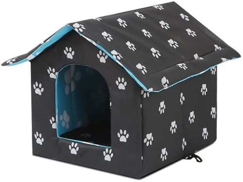 Pengrity Katzenhaus Outdoor Winterfest Isoliert, Katzenhütte für Draußen, Outdoor Katzenhaus Winterfest, 45x43x40 cm, Wasserdicht Hundehöhle, Hundehütte Indoor, Katzenhöhle für Streuner Haustiere
