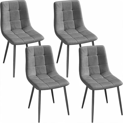 EUGAD Esszimmerstühle 4er Set Gepolstert Samt Dunkelgrau | Metallbeine Rückenlehne 150 kg belastbar Für Küche Für Wohnzimmer